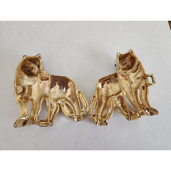 Vtg Cheetah Leopard Belt Buckle Womens Goldtone 1970s 1980s Large Cat Metal Belt